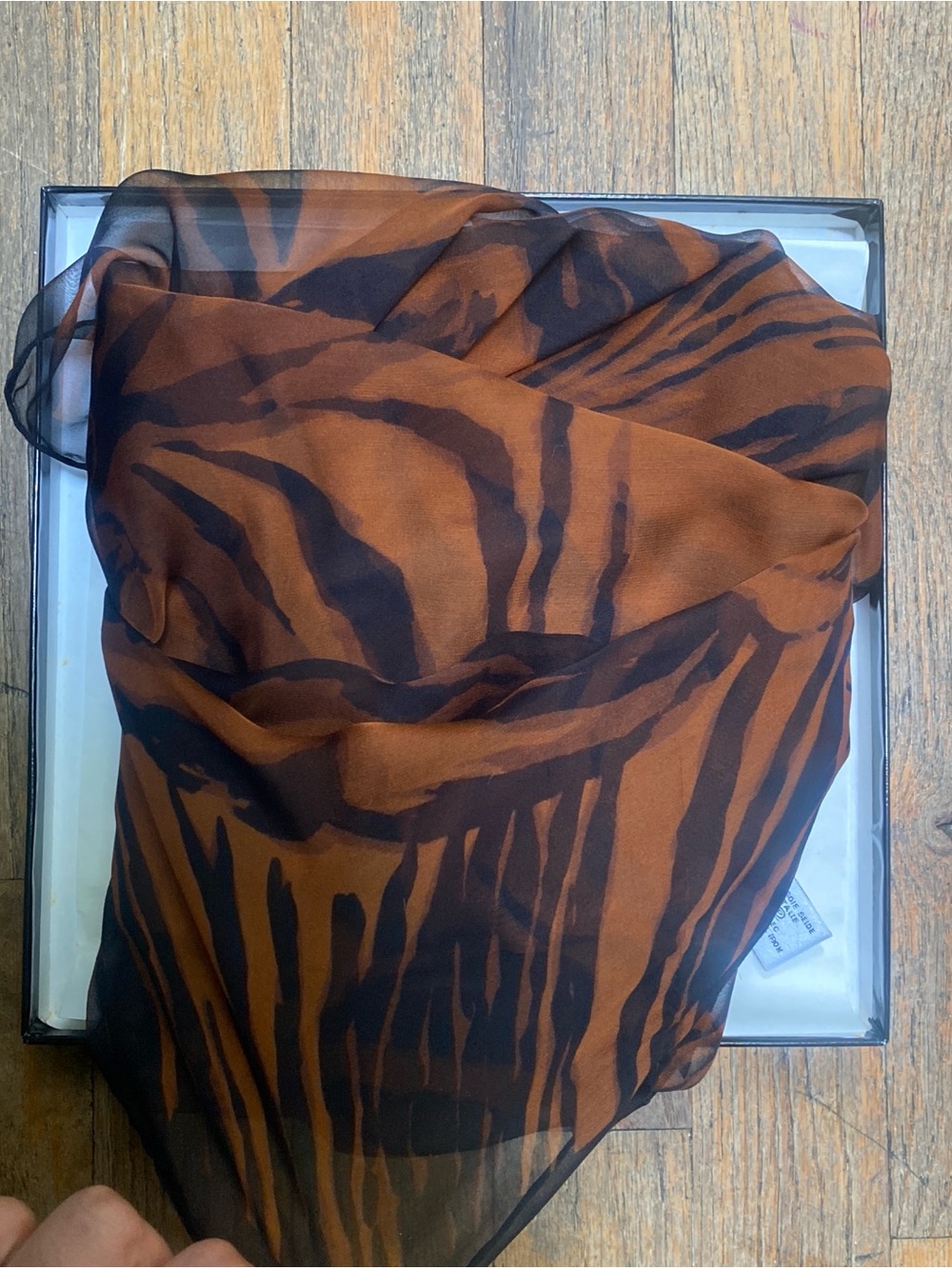 Tiger ysl Animal Print Sheer Scarf
